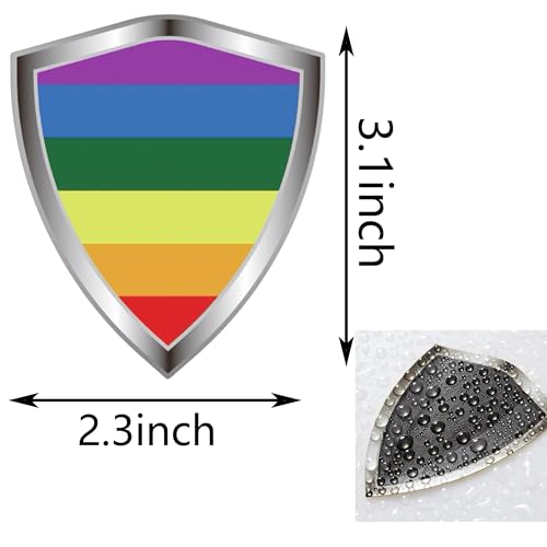 Pride Rainbow Flag Decal Sticker - Gay LGBTQ Flags Shield Shape Reflective Vinyl Car Stickers - for Car Window Bumper Laptop Waterproof Sticker (5Pcs) - color: Main Rainbow