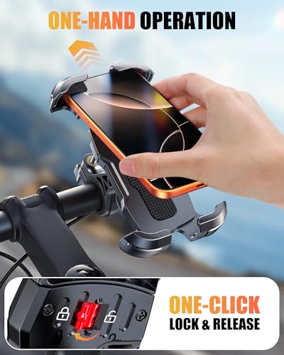 Zewdov Bike Phone Mount [Secure Grip][Anti-Drop], Upgrade Bike Phone Holder [1s Stable Lock], 360° Rotatable Phone Holder for Mountain Bike/ATV, Fits for iPhone/Samsung 4.7-6.9", Screw Mount
