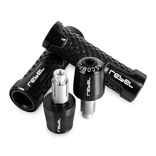 7/8'' Anti-Slip Grip Hand Motorcycle Handlebar Handle Bar Grips End Plugs For HONDA Rebel300 CMX500 CMX300 Rebel CMX 500 300(A-BLACK) - color: A-BLACK