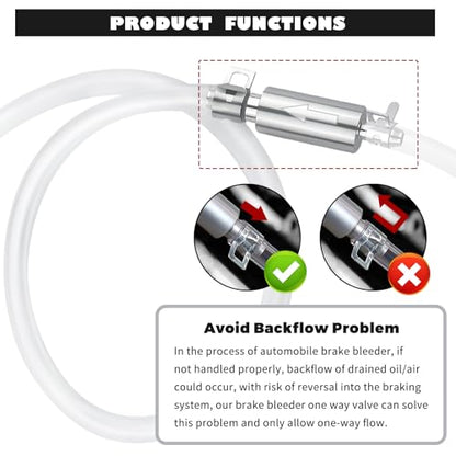 One Man Brake Bleeder Kit,Upgraded Brake Fluid Bleeder Kit with Brakes Bleeders Hose One Way Check Valve/Connector/Cap/Hose,Practical Ones Way Check Valve Brakes Bleeders Kits