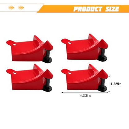 4PCS Car Hose Guide, Vehicle Detailing Cleaning Tools Hose Guides Preventing Wash Stuck Under The Tires, Automotive Wheel Rolling System Tool for Washing, Universal Fit (Red) - color: Red