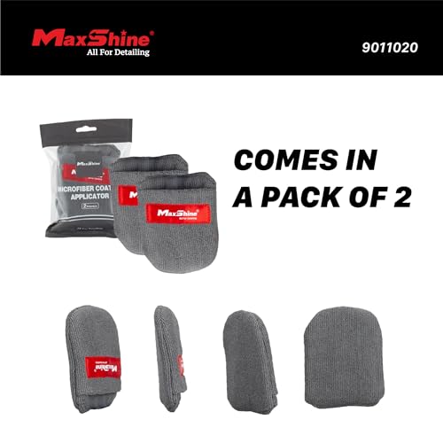 Maxshine Universal Microfiber Coating Applicator Pads, 2-Pack | Finger Pocket Design, Durable & Washable | Reusable Detailing Wax Pads for Car Coating, Sealant & Polish Application