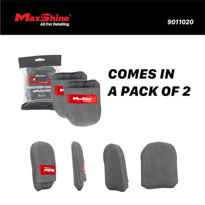 Maxshine Universal Microfiber Coating Applicator Pads, 2-Pack | Finger Pocket Design, Durable & Washable | Reusable Detailing Wax Pads for Car Coating, Sealant & Polish Application