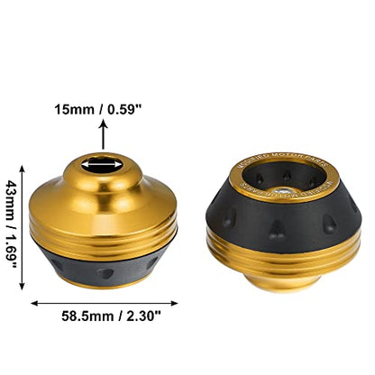 X AUTOHAUX Pair Motorcycle Wheel Front Fork Frame Sliders Falling Protection Gold Tone Universal - color: Gold Tone