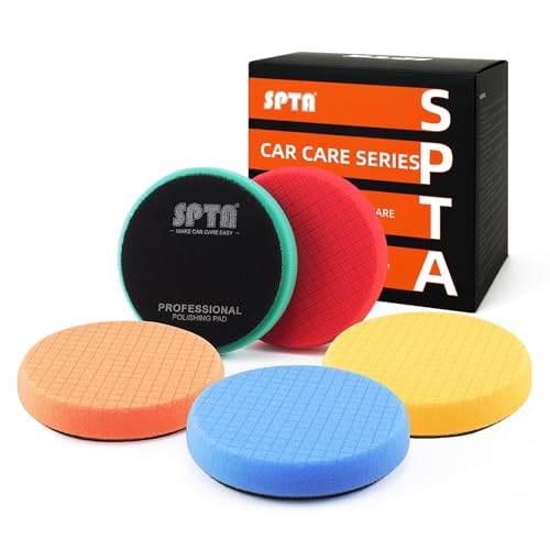Buffing Polishing Pads, SPTA 5Pcs 6.5 Inch Face for 6 Inch 150mm Backing Plate Mix Cutting Force Buffing Pads Cutting Polishing Pad Kit for Car Buffer Polisher Compounding,Polishing, Waxing-SQMIX65 - size: 6.5 Inch
