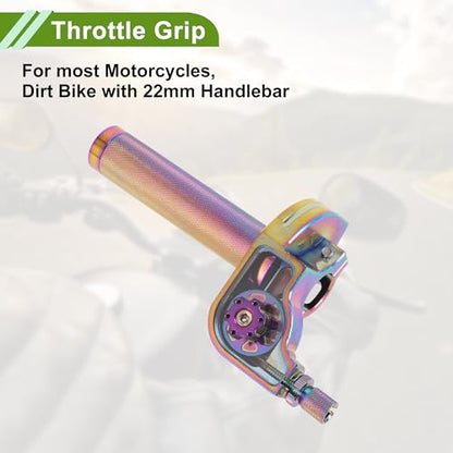 22mm Throttle Grip with 120Cm Purple Throttle Cable 1 Pair Checkered Purple Handle Sleeves Screw Accessories Plastic Aluminum Alloy Gradient Purple - color: Gradient Purple