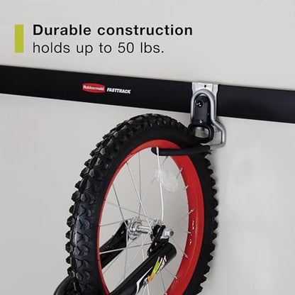 Rubbermaid Fasttrack Garage Organization System Vertical Bike Hook Black Holds up to 50 Pounds Wall Mount and Heavy Duty Garage Hanger for Bike Storage (Pack of 6) - size: 1 Count (Pack of 6), style: Bike Hook