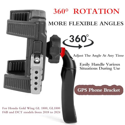 Motorcycle Mobile Phone GPS Navigation Bracket for Honda Gold Wing GL 1800 GL1800 F6B DCT 2018 2019 2020 2021 2022 2023 2024 Universal Phone GPS Holder with Black Perch Mount
