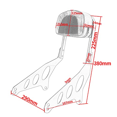 Motorcycle Detachable Sissy Bar Passenger Backrest Pad Fit for Rebel CMX 1100 2021-2026 Rear Back Rest Cushion Seat Pad Kit