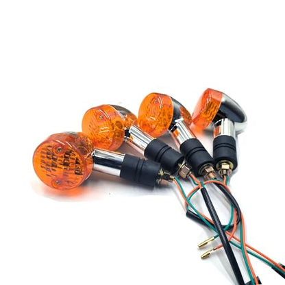 Universal 4pcs LED Motorcycle Turn Signals Chrome Bullet Front Rear Lights Blinker Indicator 12V Compatible with Honda Harley Kawasaki Suzuki Yamaha