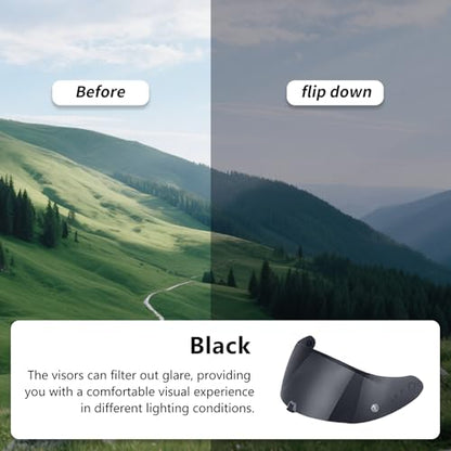 T520 Visor Full Face Helmet Shield Compatible with T520/ ST1400/ R1 Air Motorcycle Replacement Accessories (Black) - color: Black
