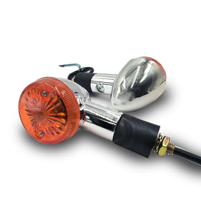 2pcs Motorcycle Turn Signals Chrome Bullet Front Rear Amber Blinker Lights Indicator Compatible with Honda Harley Kawasaki Suzuki Yamaha ATV
