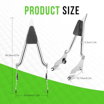 Mofun 27" Tall Passenger Backrest Sissy Bar 1.3" Fat Bar Compatible with Harley Touring Road King Street Electra Road Glide 2009-2025,Chrome - color: Chrome, size: 09-25