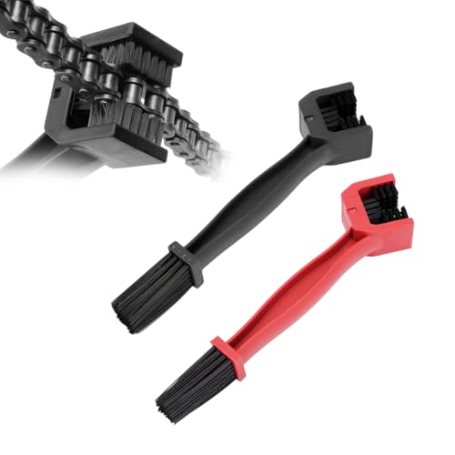 Yourkar 2 PCS Bike or Motorcycle Chain Washer, Motorcycle Chain Gear Dirt Clean Brushes, Universal Bicycle Chain Dirt Remover Washing Tool for Mountain Bike Motorcycle (Red+Black) - color: Red+black