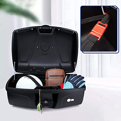 Universal Motorcycle Rear Top Box Tail Trunk Luggage Case,47 Litre Hard Case with Mounting Hardware, Black - size: 47L without LED