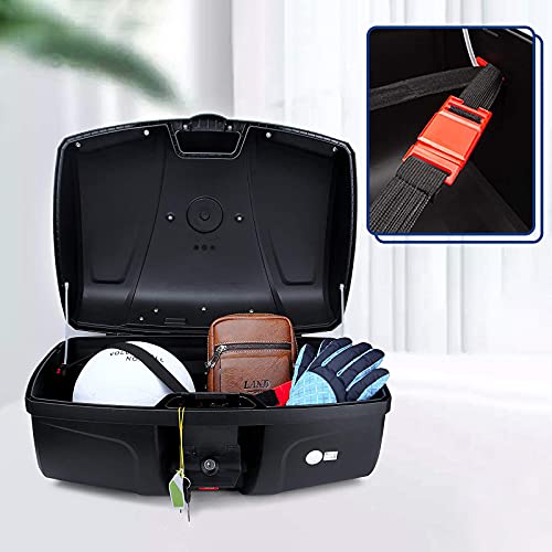 Universal Motorcycle Rear Top Box Tail Trunk Luggage Storage Case,47 Litre Hard Case with Mounting Hardware,with LED Light,Black - size: 47L with LED Light