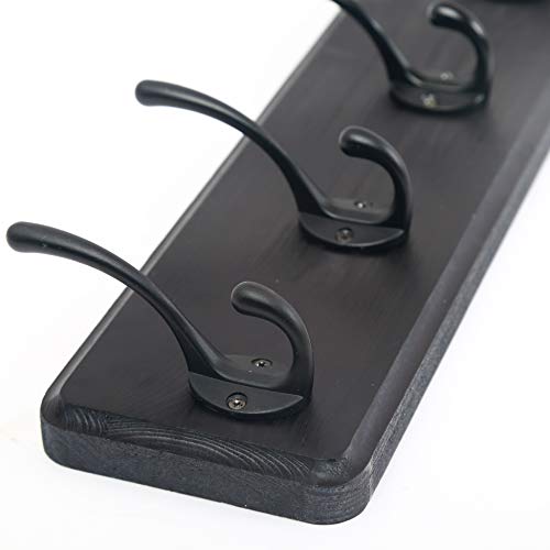WEBI Coat Rack Wall Mount,Coat Hanger Wall,16" Hole to Hole,Coat Hooks Wall Mounted,Hook Rack,5 Hooks for Hanging Coats,Hats,Jacket,Clothes,Entryway,Black - color: Black Wood/Black Hook, size: 17.3 Inch-5 Hooks