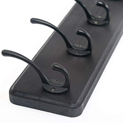 WEBI Coat Rack Wall Mount,Coat Hanger Wall,16" Hole to Hole,Coat Hooks Wall Mounted,Hook Rack,5 Hooks for Hanging Coats,Hats,Jacket,Clothes,Entryway,Black - color: Black Wood/Black Hook, size: 17.3 Inch-5 Hooks