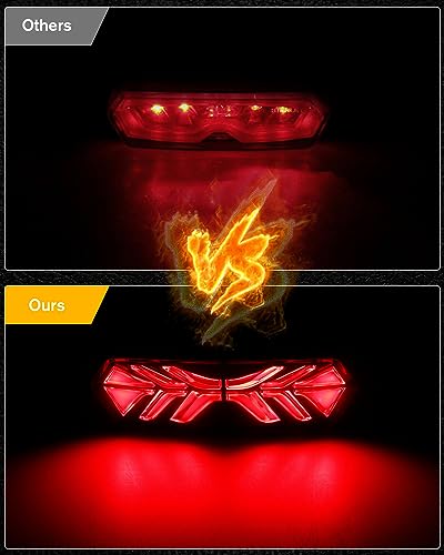 LED Brake Tail Light Integrated Sequential Rear Turn Signals Motorcycle Taillight Assembly Compatible with Honda Grom MSX125 CB650F CB650R CBR650F CTX700N, Smoked Lens