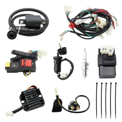 PRO BAT Complete Electrics Wiring Harness D8EA Spark Plug CDI Ignition Coil Kits for 150cc 200cc 250cc Chinese Dirt Bike Zongshen Loncin - style: Black Ignition Coil+Black Rectifier