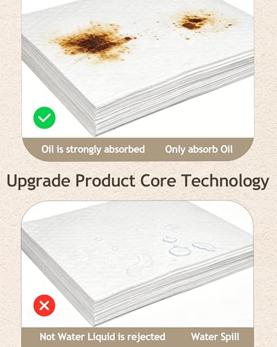 Oil Absorbing Mats, 30Pcs White Heavy Weight Oil-Only Absorbent Mat Pad,15" x 20" Spill Absorbent Pad for Automotive & Workshop(Only Oil Absorbent Pads)