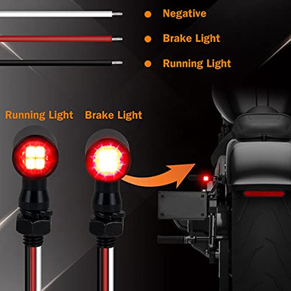 LED Tun Signals Universal Mini Motorcycle Blinkers Brake Tail Lights Compatible with Harley Honda Kawasaki Suzuki Triumph Yamaha - color: Rear Red