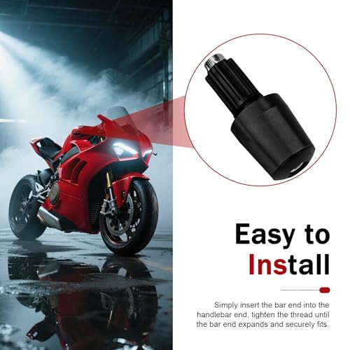 2 PCS Motorcycle Handlebar End Caps, Aluminum Alloy 7/8" 22mm Bar End Plugs, Wear-resistant Handlebar Plugs, Universal for Most Motorcycles, Scooters, Dirt Bikes (Black) - color: Black