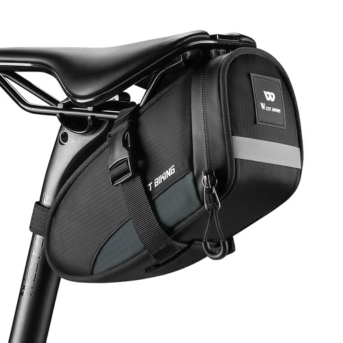 Bicycle Seat Bag:Waterproof Bicycle Saddle Bag Under Seat Cycling Accessories Storage Pouch Wedge Pack for Mountain & Road Bike,Cycling Accessories - color: Black