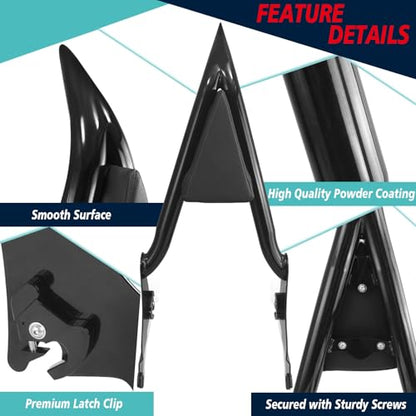 YHMOTO Detachable Sissy Bar Passenger Backrest 22" Inch Rear Pad Fit for Harley Touring Models 2009-2025 Road King Ultra CVO Limited Street Glide Road Glide Electra Glide (Black) - color: Black Backrest Sissy Bar