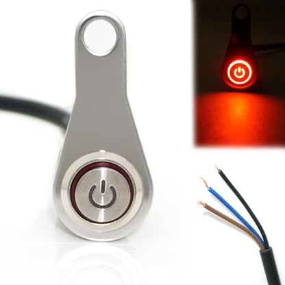 Motorcycle Universal Handlebar Light Power Control Switch Push Button Toggle Kill Mount Red LED for DC12V Turn Signal Fog Brake Headlight - color: Red