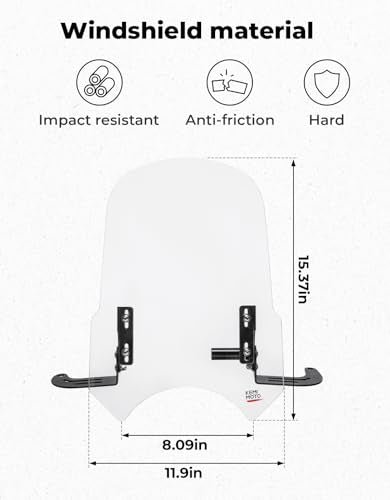 KEMIMOTO Motorcycle Windshield with Clamp Bar Compatible with CT125 2020-2026 Navi 2016-2026 CC110 2013-2025