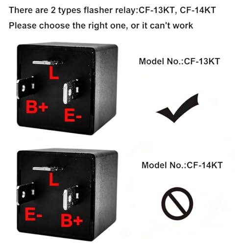 Gebildet 2 pieces 12V 3 Pin Electronic LED Flasher Relay 0.1W-150W c/m Motorcycle Turn Signal Adjustable Flasher CF-14KT, comes with 6pcs Terminals - color: Black-12v