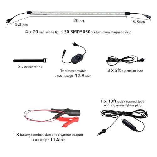 12V LED Interior Light Aluminum Rigid String Lights with Dimmer Switch Waterproof Light Strip (4pcs-Amber+White) - size: 4pcs-Amber+White