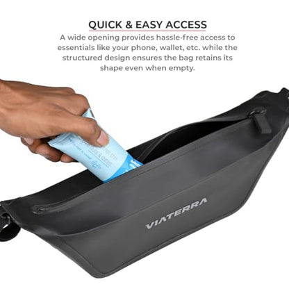 ViaTerra Waterproof Handlebar Bag 2L – Universal Motorcycle Handlebar Pouch | Front/Crash Bar Storage Bag For Adventure Riding