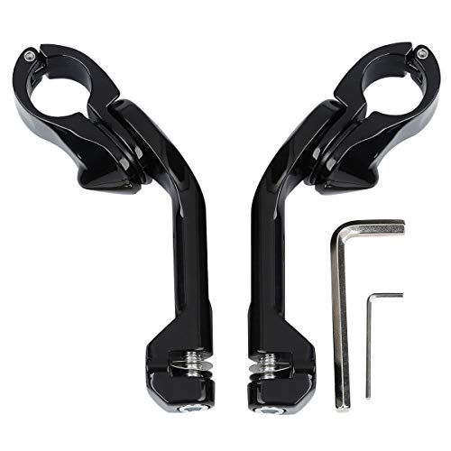 TCMT 32mm 1 1/4" Highway Engine Guard Bar Highway Footpegs Mount Kit Fits For Harley Touring Road King Street Glide Road Glide Electra Glide Softail Sportster Dyna with 1.25" Engine Guards - color: Black, size: Long Angled Mounts