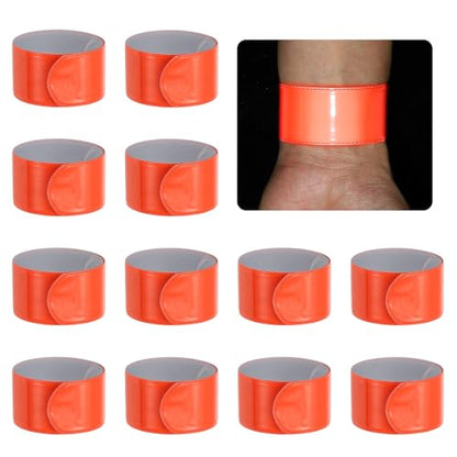 PATIKIL 22cm/8.7in Reflective Bands, 12pcs Reflective Arm Bands Straps Wrist Reflective Running Gear Safety Reflective Straps Bracelets High Visibility for Night Walking Bicycle - color: Orange