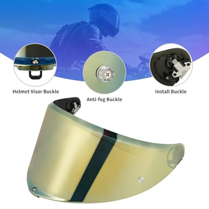 K6 Helmet Shield Visor Replacement Face Shield Compatible with K6 K6S Motorcycle Helmet Accessories (Chrome Gold) - color: Chrome Gold
