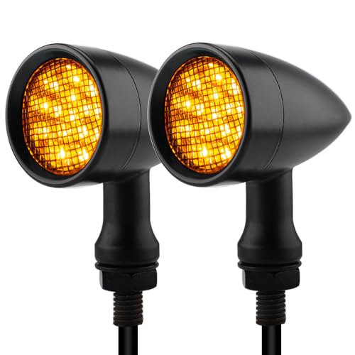 TSUNG Bullet LED Turn Signal Light Motorcycle Front Rear Indicator Small Blinker Universal for Cruiser Chopper Bobber Cafe Racer Street Bike (A-Black-Amber) - color: A-Black-Amber