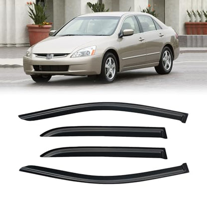 Window Visor for 2003-2007 Honda Accord, Out-Channel Rain Guards Shields Vent Deflector Shade Wind Dark Smoke 2004 2005 2006 03 04 05 06 07, Tape-On Outside-Mount, 4PCS - style: For 2003-2007 | Honda Accord | Out-Channel
