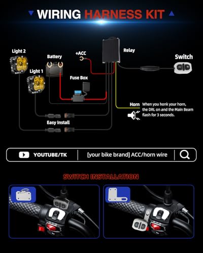 BraveWAY [Storbe] Motorcycle LED Fog Lights, 3 inch Yellow Auxiliary Light kit, ATV UTV Amber Driving Light Pods 3000K 2PCS(+DT Wiring Harness) - size: 3 inch Yellow for MC