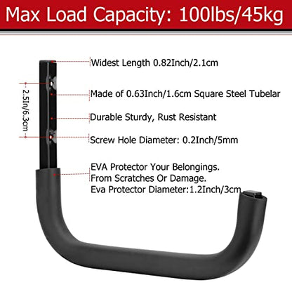 Heavy Duty Garage Storage Hooks, 12.4 Inch Ladder Storage Hanger, Wall Mount Utility Hook for Outdoor Indoor Organizer Folding Chairs, Bike, Tools, Water Pipes - size: 9.8inch x 12.7inch