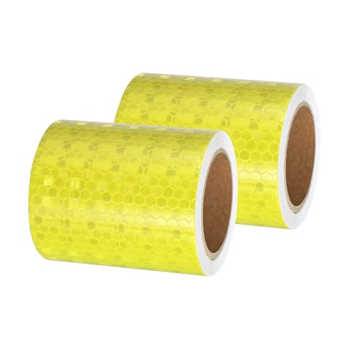 PATIKIL Reflective Tape, 2 Roll 3 Inch x 10 Ft Waterproof Self Adhesive High Visibility Caution Warning Safety Tape Reflector for Trucks Trailers Cars, Fluorescent Yellow - color: Fluorescent Yellow, size: 3 Inch x 10 Ft