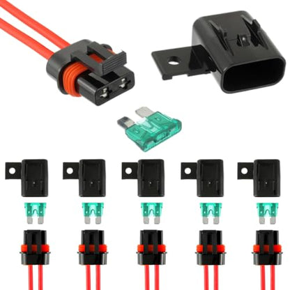 BOJACK Waterproof Inline Fuse Holder 12V with Cover, ATO/ATC Blade Fuse Holder 12AWG 30A, Automotive/Marine/Vehicle Weatherproof Protecting Circuits and Electrical Equipment(Pack of 6)