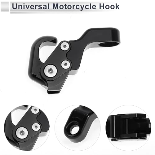 Adjustable Universal Motorcycle Hanging Hook Slope Handle with Hook Motorcycle Helmet Luggage Bag Holder Hanger Aluminum Alloy Black with 1 Pcs Screw - color: Black