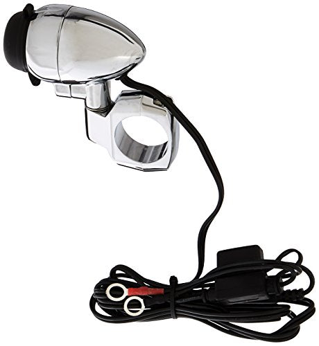 Kuryakyn 1476 Motorcycle Handlebar Accessory: Electrical Power Point/Device Charger with Mounting Clamp, Universal Fit for 1-1/4" Diameter Handlebars, Chrome , Black - size: 1-1/4 Inch