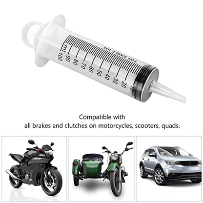 Tiiyee Brake Bleeder Kit, Hydraulic Disc Clutch Bleeding Kit 100ML Syringe 50cm Hose Brake Fluid Bleeder Kit One Man Brake Bleeding Universal for Motorcycles Motorbikes Scooters Quads Oil Extractor