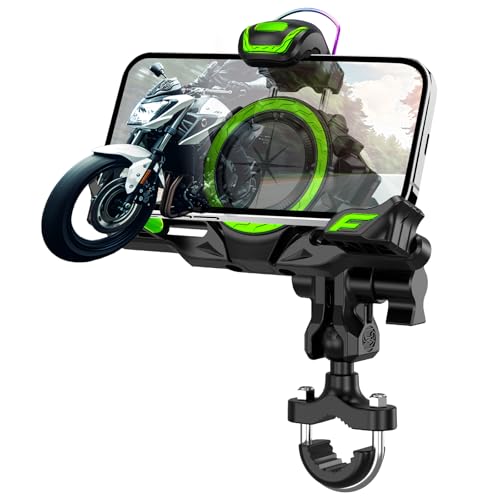 Motorcycle Phone Mount Holder，Bicycle Phone Mount,Metal Extension Arm-Dual Vibration Dampener,Suitable for Handlebar and Rearview Mirror Installation,Clamp for 4.7-7.2" Smartphone - color: green