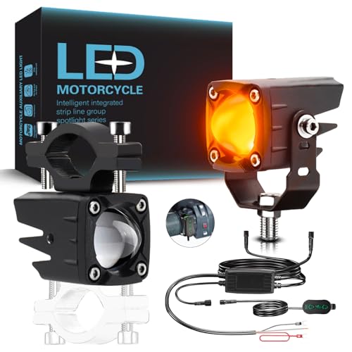 Windance 2pcs 24W Auxiliary LED Driving Spotlight Foglight Work Lights High Low Beam White Yellow DRL Super Bright for Motorcycle Scooter ATV UTV Tractor Truck Boat (Orange) - color: Orange