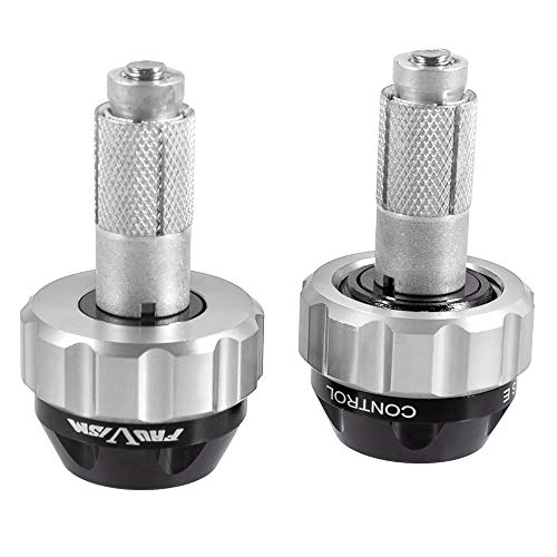 Throttle Lock Cruise Control Grip Ends Handlebar Plugs Sliders for 22mm Motorcycle Handlebar with 14mm/18mm Inner Diameter or with M6 Screw Holes (Silver) - color: Silver