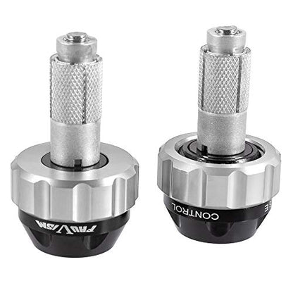 Throttle Lock Cruise Control Grip Ends Handlebar Plugs Sliders for 22mm Motorcycle Handlebar with 14mm/18mm Inner Diameter or with M6 Screw Holes (Silver) - color: Silver